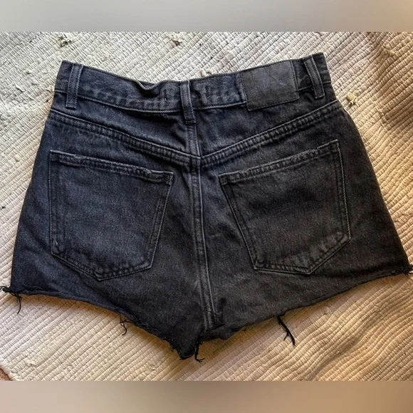 PULL & BEAR Black Distressed Frayed Denim Shorts - Picture 2 of 8
